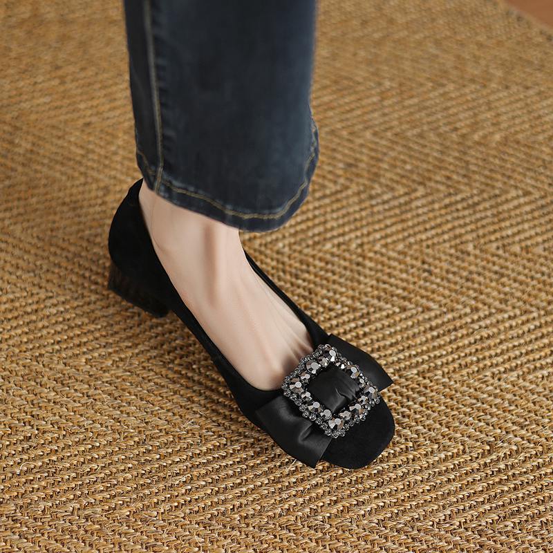 Krazing Pot Замшевые туфли весна-лето размер 41 средний каблук офисные женские туфли на высоком каблуке с кристаллами женские туфли-лодочки с квадратным носком и неглубокой подошвой