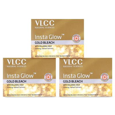 Insta Glow Gold Bleach 30г X 3 шт. Осветление кожи Сияние Уменьшение роста волос на лице