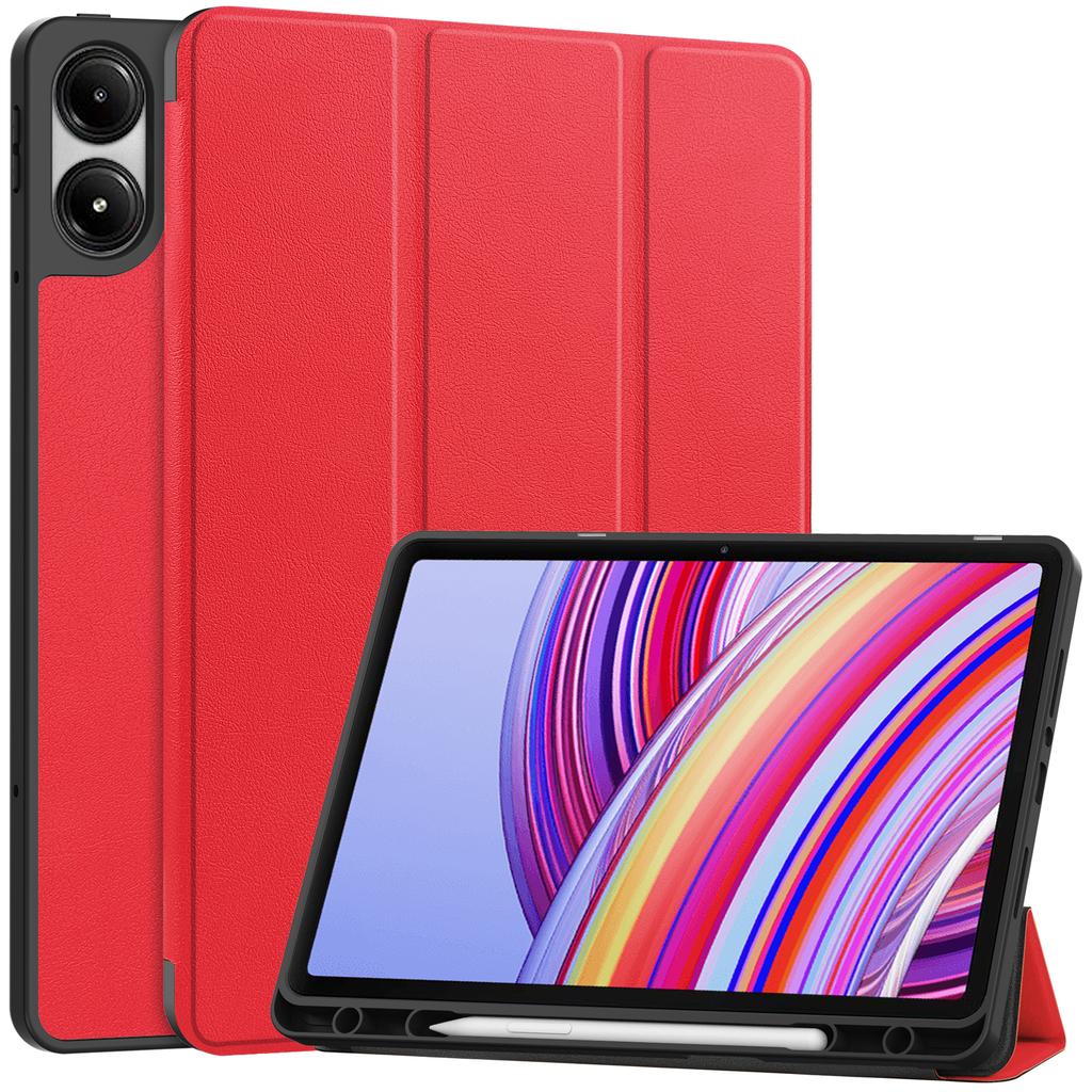 Чехол для планшета Xiaomi Redmi Pad Pro/Redmi Pad Pro 5G/Poco Pad 4G, трехскладная подставка, кожаный чехол со слотом для стилуса