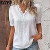 Women's Fashion Casual Summer Spring Solid Color Print Short Sleeve V-Neck Blouses & Shirts