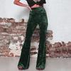 Women Flared Pants Elastic High Waist Solid Color Wide Leg Trousers Hip Lifted Velvet Vacation Work Pants Daily Wear