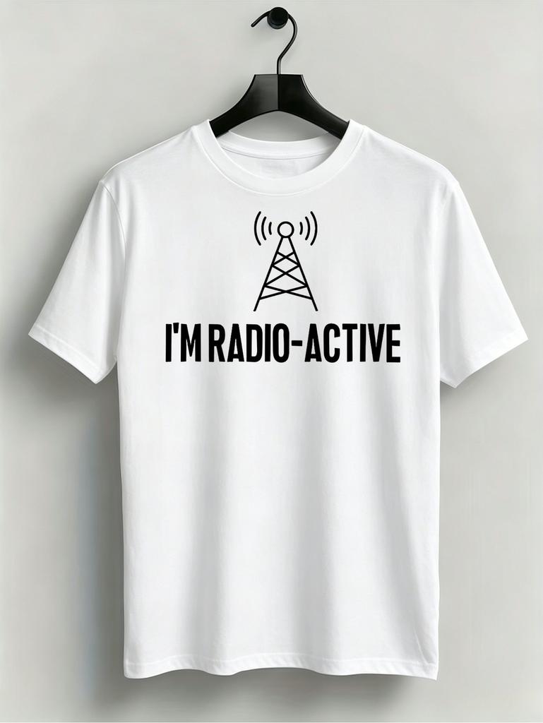 1pc Mens Graphic T Shirt Radio Active Print Short Sleeve Crew Neck