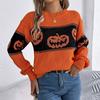 Женская мода повседневный свободный свитер контрастного цвета на Хэллоуин с длинным рукавом пуловер топ