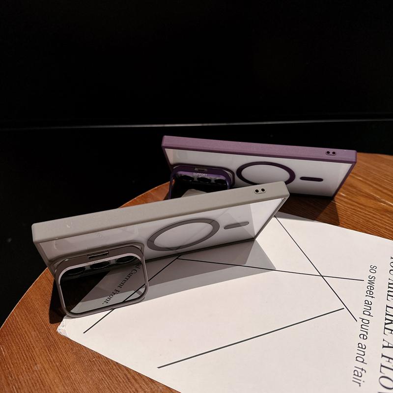 Роскошный магнитный противоударный чехол для Samsung Galaxy S24 S23 S22 Ultra Plus FE для Magsafe Funda Stand Glass Защитная крышка для объектива
