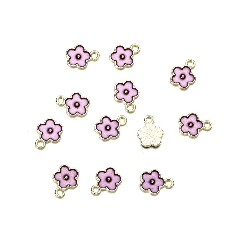 10Pcs/lot Mix Style Colorful Flower Pendants Enamel Metal Necklace Bracelet Charms For DIY Jewelry Making Supplies Accessories