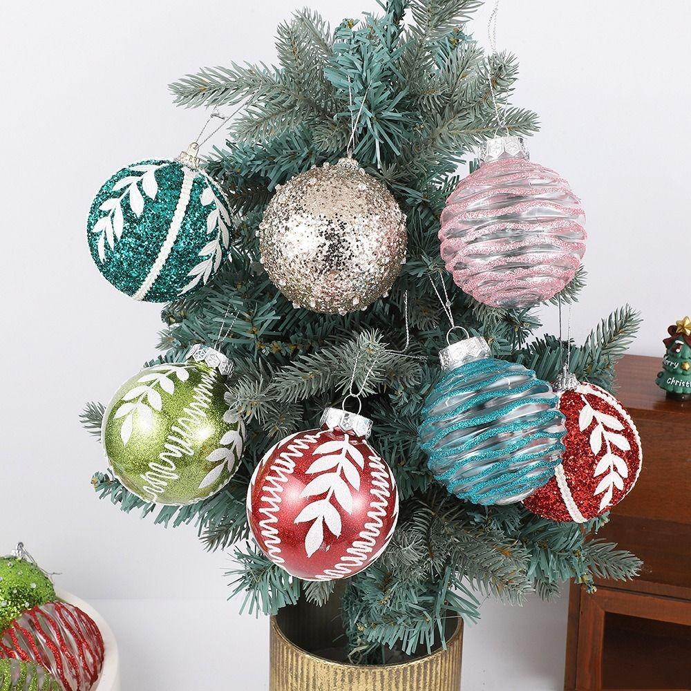 9pcs Shatterproof Painted Christmas Balls Set Transparent Christmas Tree Ornaments Home Xmas Decor