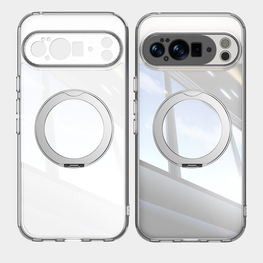 Магнитная подставка Глянцевый прозрачный чехол Для Google Pixel 10 Pro XL Pixel 10Pro 9A 9 Акриловый Жесткий ПК Ударопрочная защита Задняя крышка