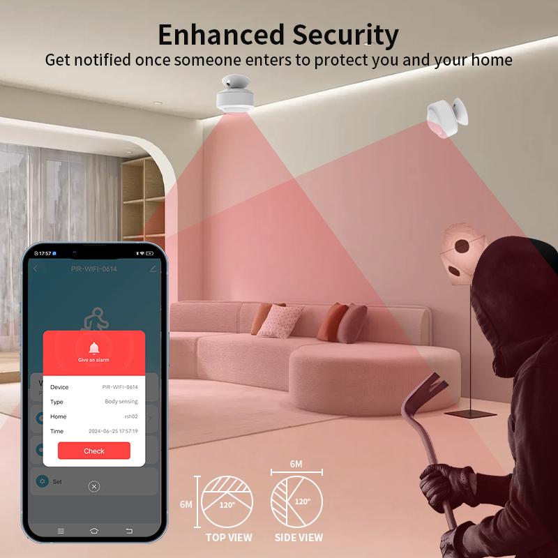 Tuya Zigbee WIFI 120° Регулируемый угол Датчик движения Pir Инфракрасный датчик движения человеческого тела Беспроводной детектор Google Home Alexa Voice