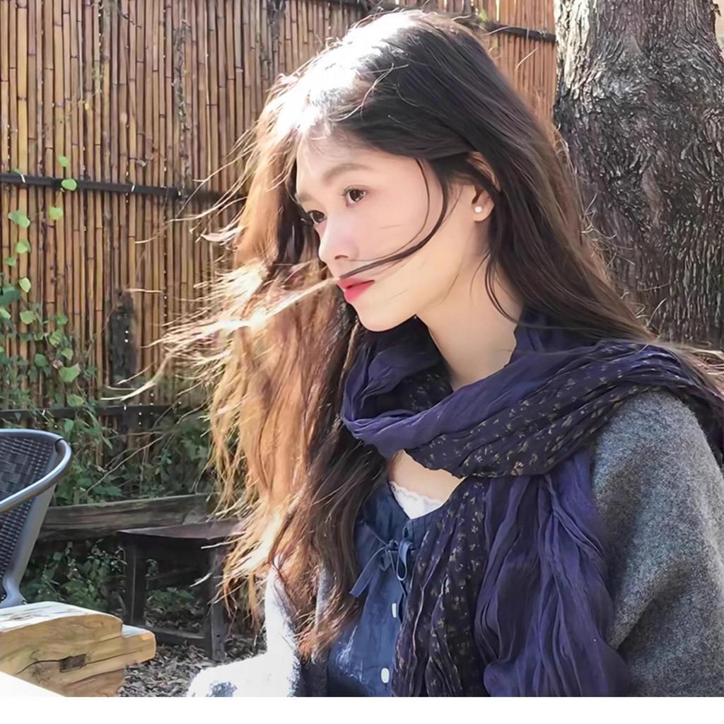 Мятый шарф из хлопка, льна и шелка: Цветовой блок, Теплый, Модный для весны и осени, Универсальный высококачественный шарф-снуд