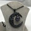 Готический черный полумесяц фиолетовый драгоценный камень кулон ожерелье панк вечерние ювелирные изделия подарок для женщин девочек