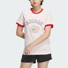 Adidas Originals Disney Dumbo Logo Print Straight Cut Patchwork Short Sleeve T-Shirt Women Tops Pink IN1064