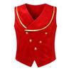 Kids Boys Renaissance Velvet Vest Metallic Trim Lapel Collar Sleeveless Button Irregular Hem for Halloween Theme Party Dress Up