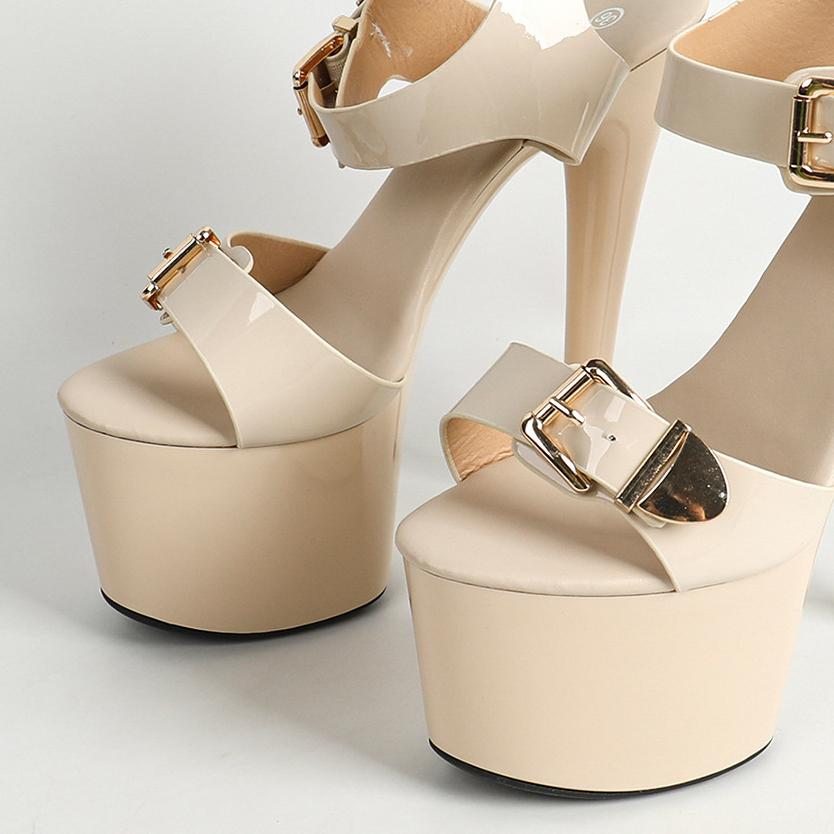 Женские сексуальные сандалии с черной пряжкой, танцевальная обувь, обувь для вечеринок для ночного клуба, водонепроницаемая платформа на 17 см и выше 7 см, LFD-181-A46