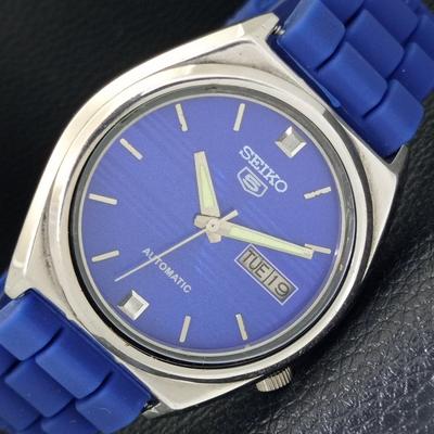 ЯПОНИЯ ВИНТАЖ SEIKO 5 АВТОМАТИЧЕСКИЕ 7009A МУЖСКИЕ ЧАСЫ С СИНИМ ЦИФЕРБЛАТОМ a701514-5