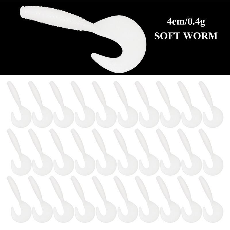 Рыболовный набор с мягкой приманкой и спиральным хвостом 4 см, грузилом и крючками