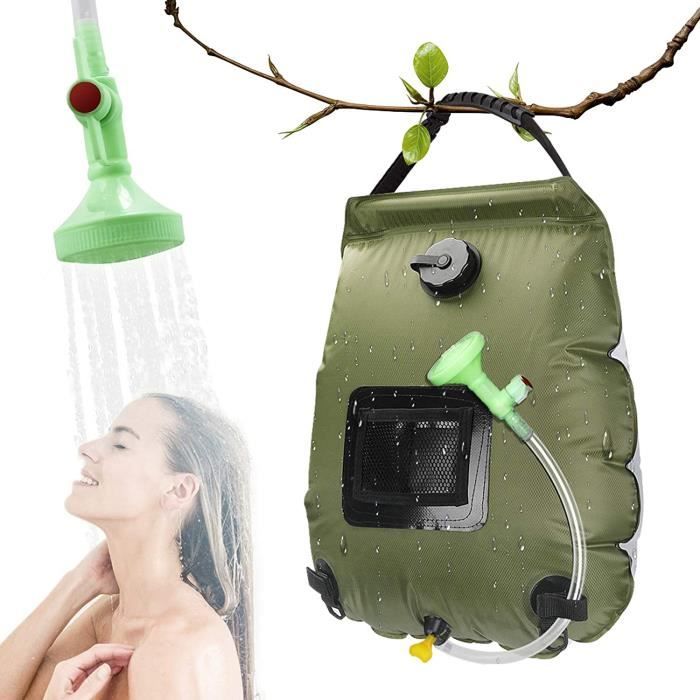 Douche solaire de camping - 20 l - Indicateur de température - Portable - Durable et étanche