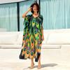 EDOLYNSA Женский кафтан большого размера с принтом в стиле бохо, зеленый свободный халат 2024 года, летняя праздничная одежда для отдыха, пляжное платье, купальник, накидка Q1674