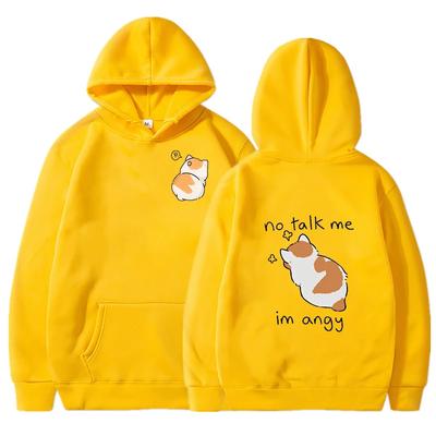 Женская толстовка No Talk Me Cute Angry Cat с принтом в стиле хип-хоп, повседневная флисовая толстовка большого размера, женская уличная одежда