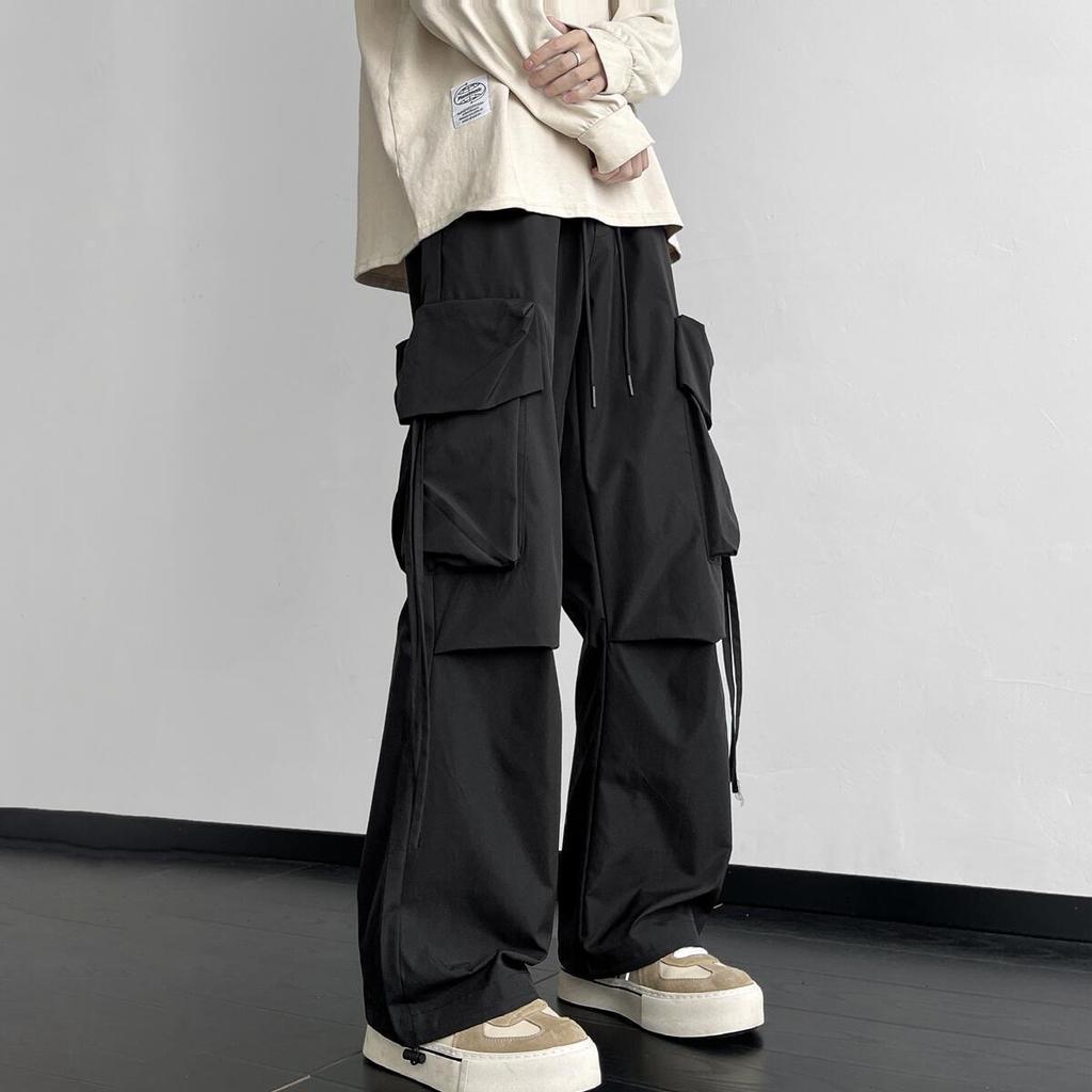 Мужские повседневные мешковатые брюки-карго Y2K с завязками в стиле Харадзюку, брюки с лентой, спортивные штаны, уличная одежда, спортивные брюки для мужчин