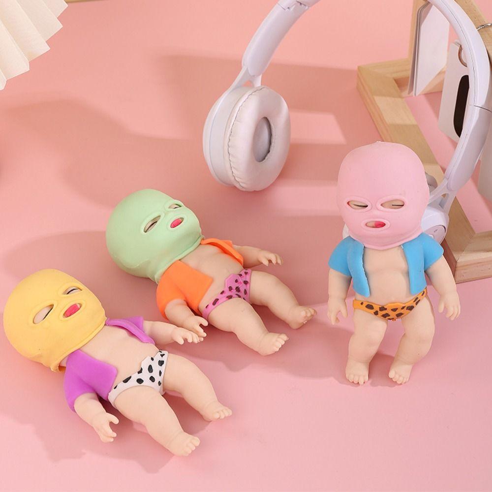 TPR Cartoon Fidget Toy Silicone Pinch Decompression Toy Masked Doll Squeeze Toy  Kids Tricky Doll