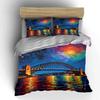 Bridge, colorful sky, reflection. Bedding sets Duvet cover sets Duvet covers Pillowcases(1 * Duvet Cover 2 * Pillowcases without duvet insert)