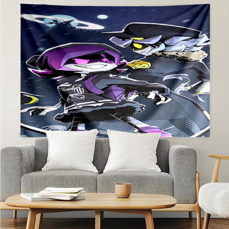 Murder-Drones Print Tapestry, Backdrop, Easy Setup, Ideal for Bedroom, Office & Living Room, with Aesthetic Wall Hanging Decor.