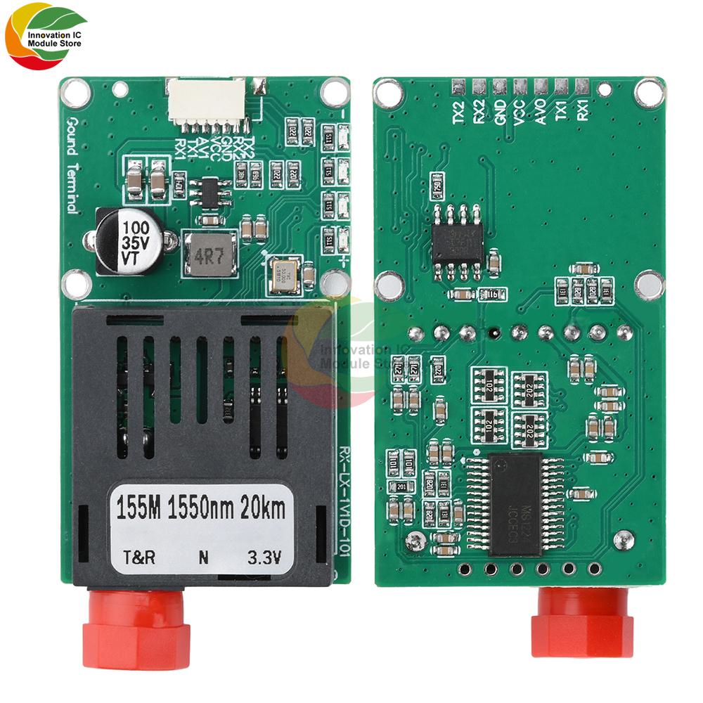 Sky/Earth TTL Optical Transceiver Module DC 5.5-26V FC RX/TX/AV/VCC/GND Interface for Drones TTL to Fiber Optic Module