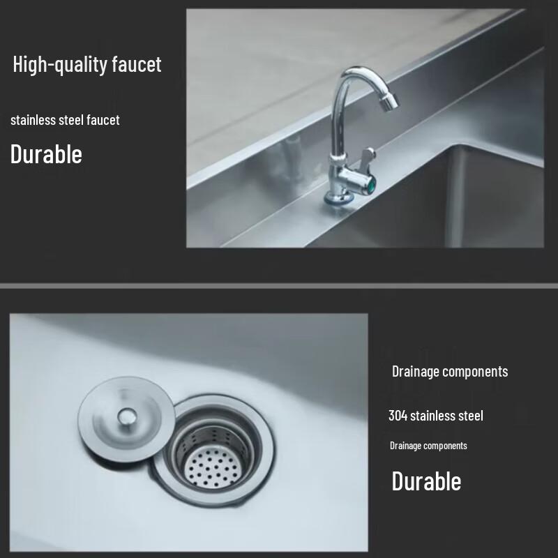 Рабочий стол из нержавеющей стали с мойкой и раздвижными дверцами