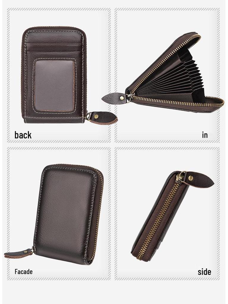 Jiameida Мужской ретро кожаный кошелек для ключей и монет на молнии - Вместительный держатель для карт