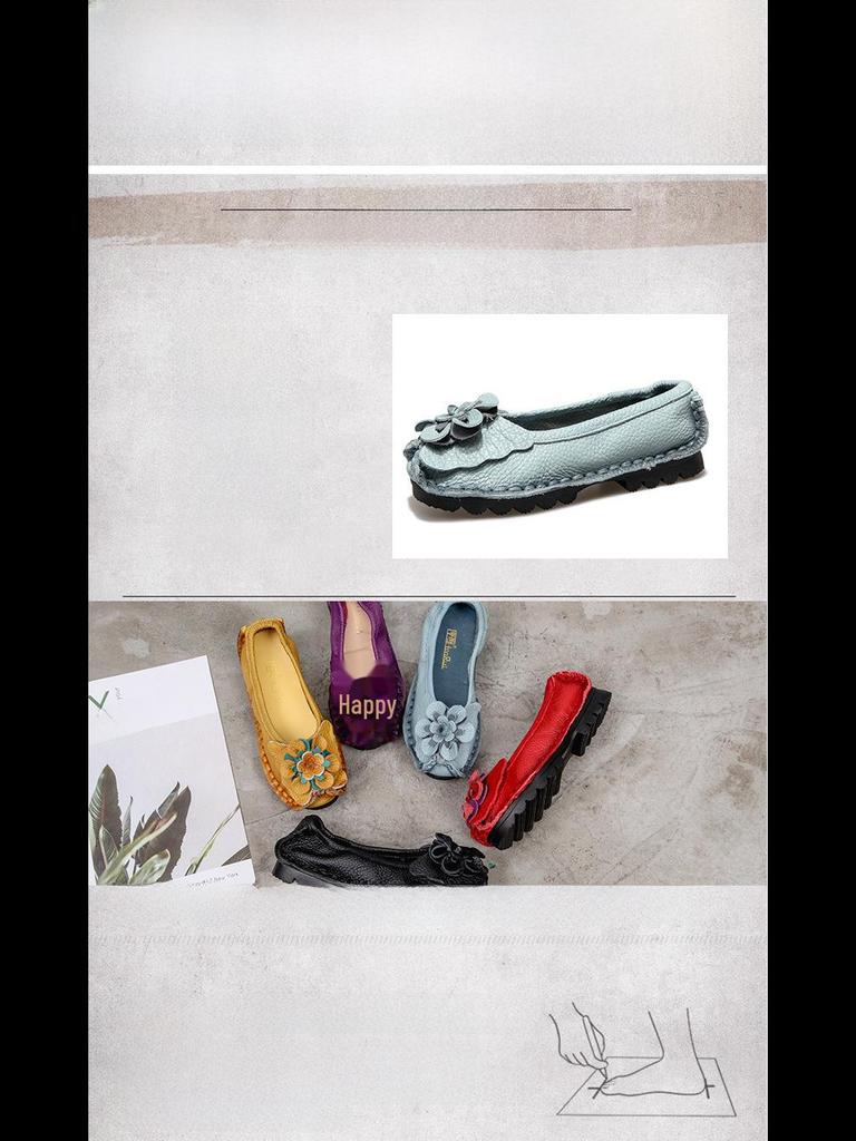 Женские балетки Xinrui в стиле ретро из натуральной кожи с мягкой подошвой — ручная работа, удобные, с неглубоким вырезом