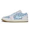 Air Jordan 1 Walking Planet, Синие Следы Низкие Винтажные Баскетбольные Кроссовки Женские Бело-Синие HQ2004-400(Команда1492-)