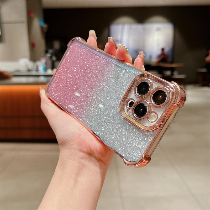 Модный чехол из ТПУ с блестящим покрытием для iPhone 15 Pro 14 Plus 13 12 Pro Max 11, блестящий чехол для телефона
