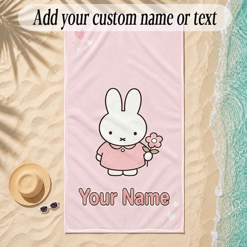 Beach TowelMiffy Custom Name Text Personalized Soft Towel for Beach Pool Indoor Home Decor Gift