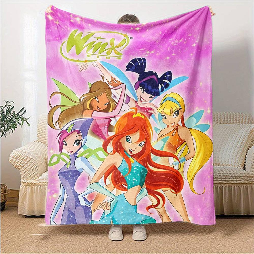 Winx Club Magic Friendship Flannel Blanket Super Soft Warm Cozy Blanket For Sofa Bed Office Travel Allseason Home Decor Gift