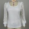 Осень/зима, свободная однотонная офисная блузка, повседневная трикотажная рубашка с длинными рукавами, модные кружевные топы с полыми цветочными крючками Blusas Mujer 29083