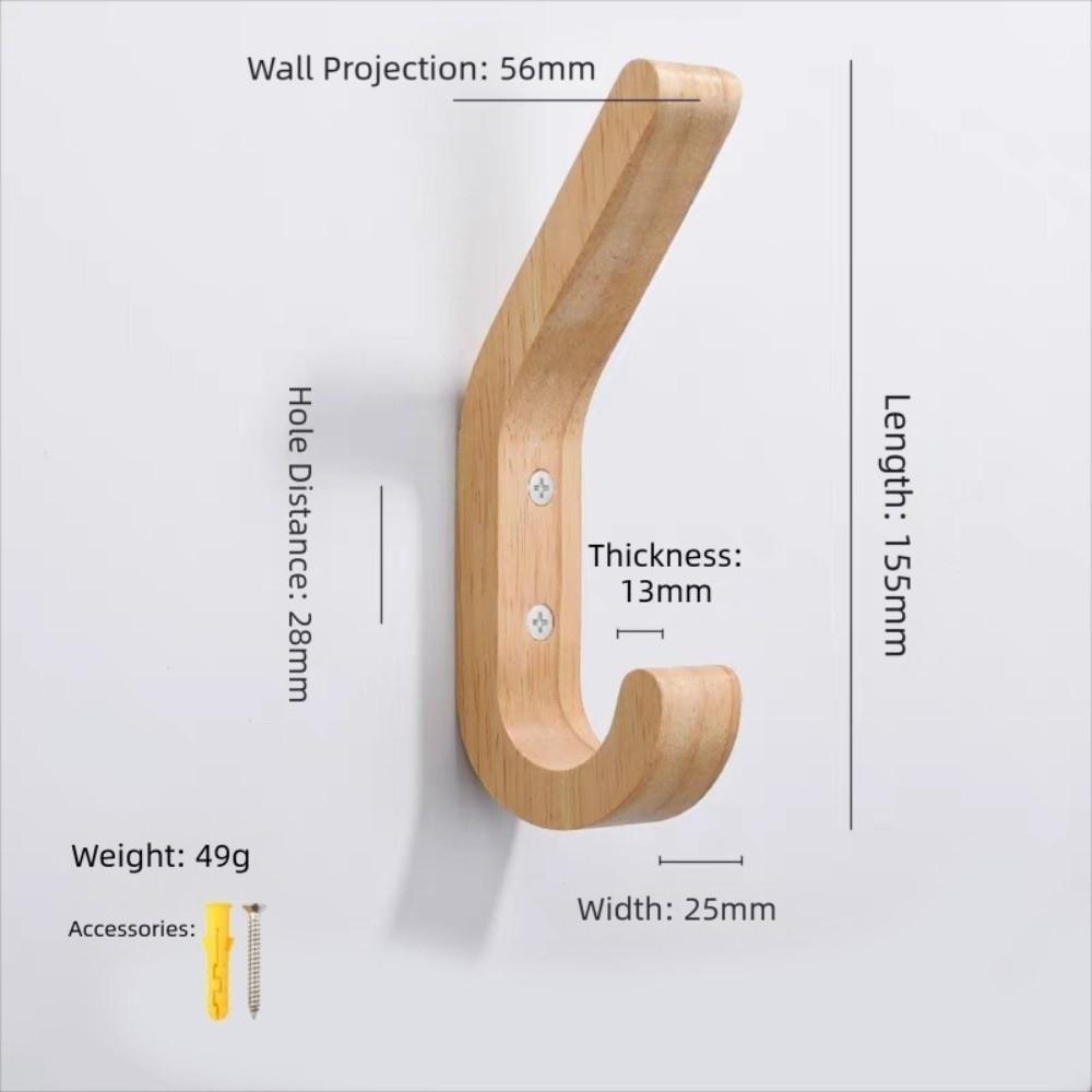 1Pcs Vintage Wall Mounted Wooden Coat Hooks Heavy Duty Double Hook Clothes Hanger With Screws Oak Hooks Bedroom