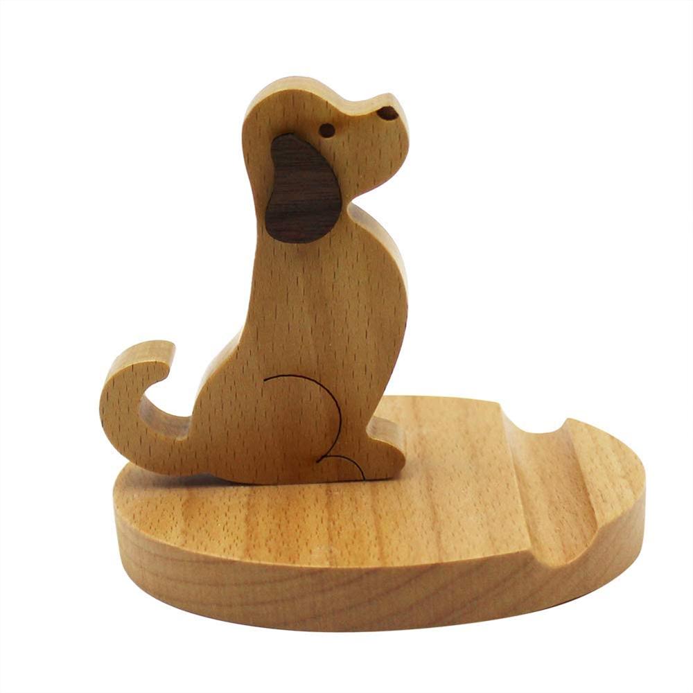 Cell Phone Cute Dog Wood Wooden Smartphone Standing Phone Holder Stands Phone Bracket