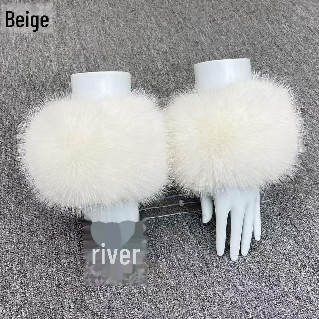 Женские зимние плюшевые меховые манжеты на запястья - перчатки с рукавами из искусственного меха лисы, енота, кролика.