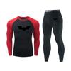 Mens Quick-Dry Sport Set Long Sleeve Top Pants Compression Fitness Wear Running Gym Cycling
