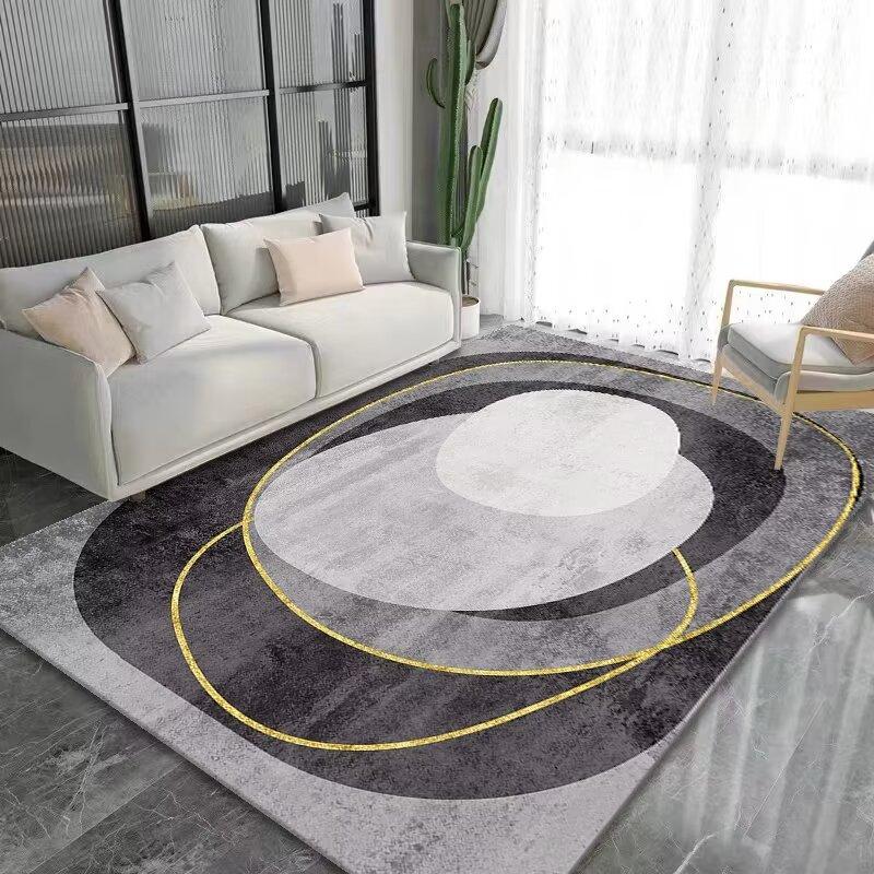 Nordic Light Gray Large Living Room Carpet Light Luxury Decorative Rug for Bedroom Geometric Carpets Non-slip Sofa Side Foot Mat