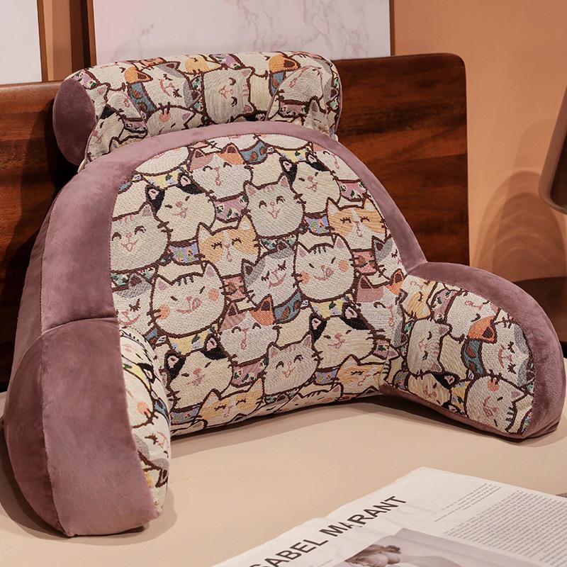Большая жаккардовая прикроватная подушка с рисунком - всесезонная поддержка поясницы для кровати и офиса