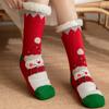 Cartoon Christmas Floor Socks Snowman Fleece Socks Women Soft Thick Thermal Socks  Men Women