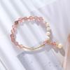 Strawberry Crystal Natural Freshwater Pearl Bracelet Bangles Women Fashion Jewelry Accessories Gift