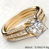 Women's 18K Gold Plated Synthetic Cubic Zirconia Valentine's Day Ring - Round Gemstone, 4-Prong-Setting, Elegant Copper Jewelry | Durable Gold Plating