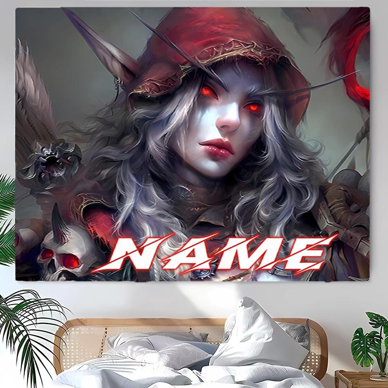 Personalized World of Warcraft Background Tapestry,Custom Name Birthday Party,Multifunctional Wall Decoration for Home Decor,Various Occasions
