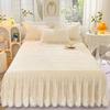 Lace Bed Skirt Thickened Quilted Coral Fleece Bedspread Mattress Protective Cover Autumn and Winter Bedding