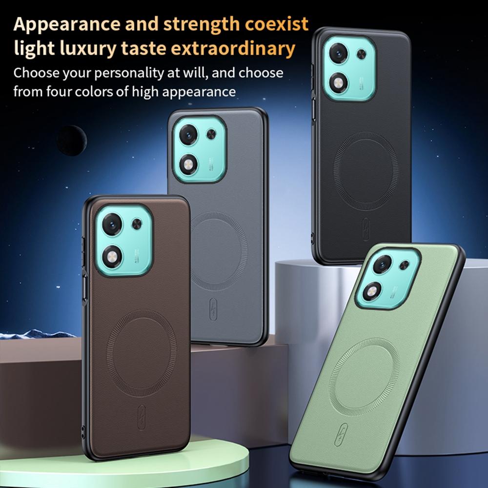 Чехол для Honor X70i, совместимый с MagSafe, с кожаным покрытием, из ТПУ+ПК