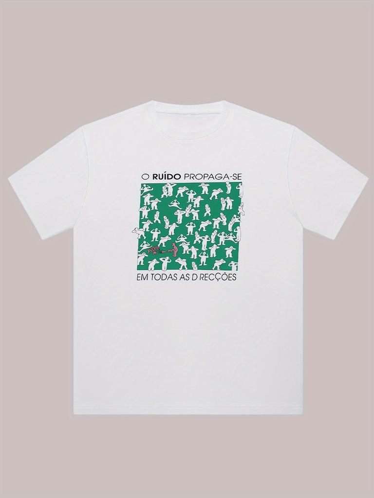 Men'S Cotton Crew Neck T-Shirt with Unique Print Design Casual Fit, Slight Stretch Knit Fabric, Summer Collection for Teens 2025