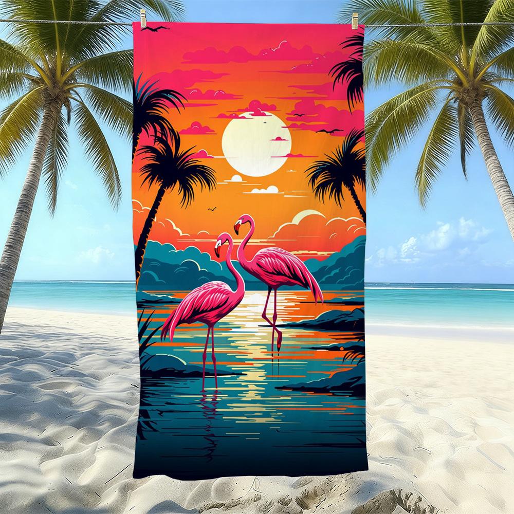 Seaside Microfiber Beach Towel, Water-Absorbing Quick-Drying Double-Sided Velvet Printed Bath Towel