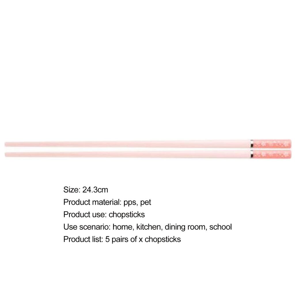5 Pairs Food Chopsticks Heat Resistant Lightweight Pink Cherry Blossom Chopsticks for Home